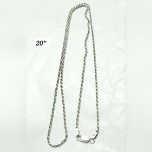 IJC Italy 925 Silver 20" Rope Chain Necklace